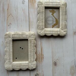Cream Natural Bamboo Wicker Woven Picture Frame Set 5x7 photo